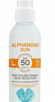ALPHANOVA SUN opaľovací krém sprej rodinný v hliníkovom obale SPF 50 BIO 150 g