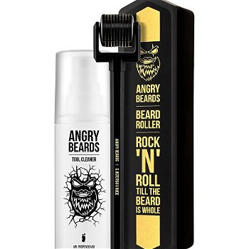Angry Beards Valček na rast fúzov s čističom (Beard Roller & Tool Clean er) 50 ml