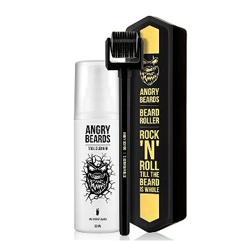 Angry Beards Valček na rast fúzov s čističom (Beard Roller & Tool Clean er) 50 ml