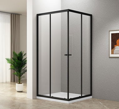 AQUALINE - AGGA BLACK štvorcová sprchová zástena 900x900, číre sklo BLF909