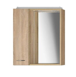 AQUALINE - ZOJA/KERAMIA FRESH galérka s LED osvetlením 60x60x14cm, ľavá, dub platin 45027