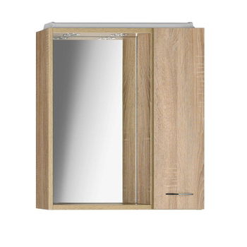 AQUALINE - ZOJA/KERAMIA FRESH galérka s LED osvetlením, 60x60x14cm, pravá, dub platin 45028