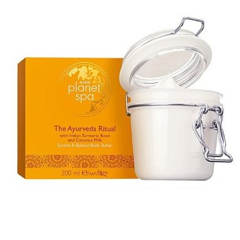 Avon Upokojujúci telový krém s kurkumou a kokosovým mliekom Planet Spa (Soothe & Balance Body Butter) 200 ml