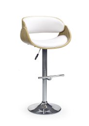Barová stolička H-43 - dub svetlý / biela / chróm