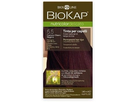 Biokap NUTRICOLOR DELICATO - farba na vlasy - 5.50 Hnedá - svetlý mahagón 140 ml