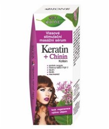 Bione Cosmetics Vlasové stimulačné masážne sérum Keratin + Chinin 215 ml