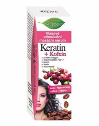Bione Cosmetics Vlasové stimulačné masážne sérum Keratin + Kofein 215 ml