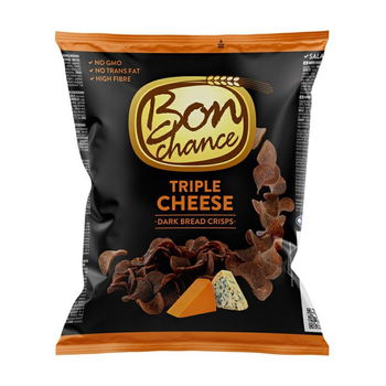 Bon Chance tmavé chlebové chipsy s tromi druhmi syrov 120 g