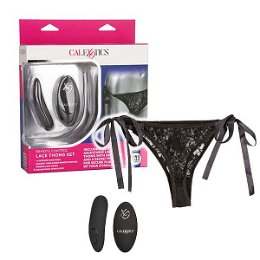 CalExotics Lace Thong Set vibračné nohavičky s diaľkovým ovládaním