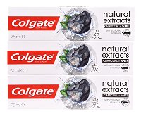 Colgate Bieliace zubná pasta s aktívnym uhlím Naturals Charcoal Trio 3 x 75 ml