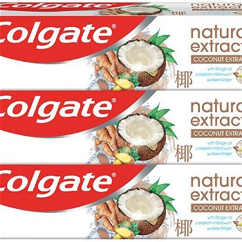 Colgate Zubná pasta Natura l s Extracts Coconut & Ginger 3 x 75 ml