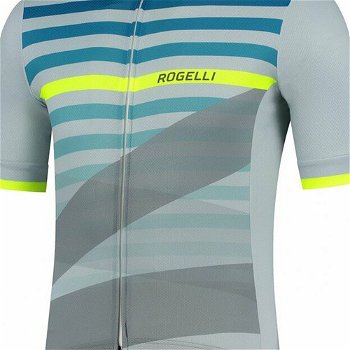 Cyklodres Rogelli STRIPE s krátkym rukávom, šedo-tyrkysovo-reflexne žltý 001.101