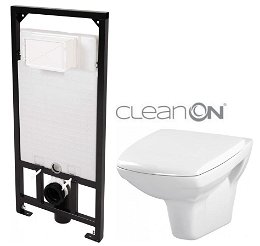 DEANTE Podstavný rám, pre závesné WC misy bez tlačidla + WC CERSANIT CLEANON CARINA + SEDADLO CST_WC01 X CA1
