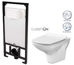 DEANTE Podstavný rám, pre závesné WC misy bez tlačidla + WC CERSANIT CLEANON CARINA + SEDADLO CST_WC01 X CA3