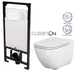 DEANTE Podstavný rám, pre závesné WC misy bez tlačidla + WC CERSANIT CLEANON CASPIA + SEDADLO CST_WC01 X CP1