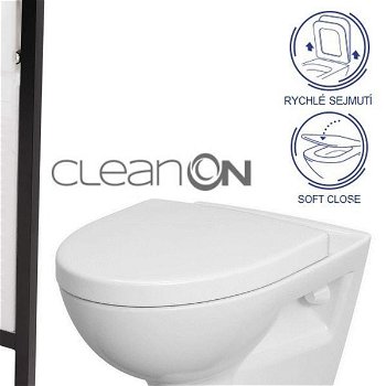 DEANTE Podstavný rám, pre závesné WC misy bez tlačidla + WC CERSANIT CLEANON PARVA + SEDADLO CST_WC01 X PA1