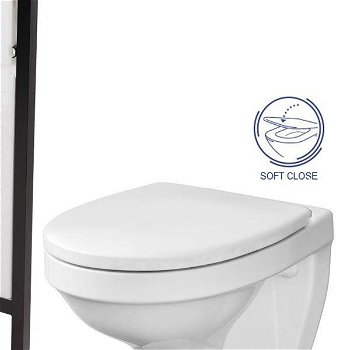 DEANTE Podstavný rám, pre závesné WC misy bez tlačidla + WC CERSANIT DELFI + SOFT SEDADLO CST_WC01 X DE2