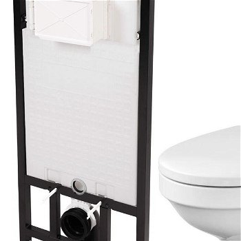 DEANTE Podstavný rám, pre závesné WC misy bez tlačidla + WC CERSANIT DELFI + SOFT SEDADLO CST_WC01 X DE2