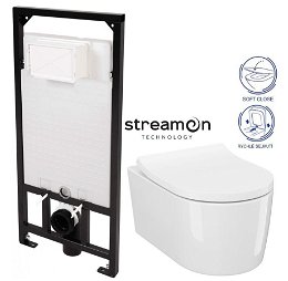 DEANTE Podstavný rám, pre závesné WC misy bez tlačidla + WC CERSANIT INVERTO + SEDADLO duraplastu SOFT-CLOSE CST_WC01 X IN1