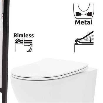 DEANTE Podstavný rám, pre závesné WC misy bez tlačidla + WC REA Carlo Flat Mini Rimlesss + SEDADLO CST_WC01 X CF1