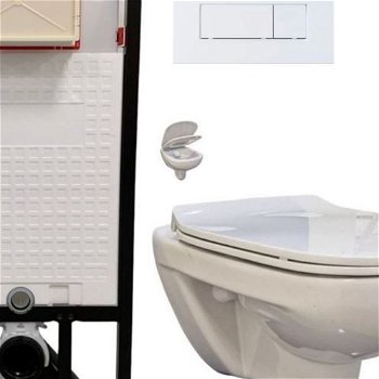 DEANTE Podstavný rám, pre závesné WC misy + SLIM tlačidlo bílé  + WC bez oplachového kruhu Edge + SEDADLO CST_WC01 A51P EG1