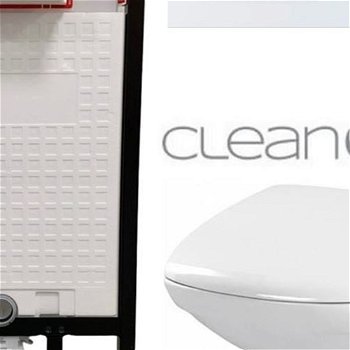 DEANTE Podstavný rám, pre závesné WC misy + SLIM tlačidlo bílé  + WC CERSANIT CLEANON CARINA + SEDADLO CST_WC01 A51P CA1