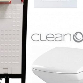 DEANTE Podstavný rám, pre závesné WC misy + SLIM tlačidlo bílé  + WC CERSANIT CLEANON CARINA + SEDADLO CST_WC01 A51P CA2