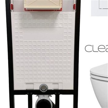 DEANTE Podstavný rám, pre závesné WC misy + SLIM tlačidlo bílé  + WC CERSANIT CLEANON CASPIA + SEDADLO CST_WC01 A51P CP1