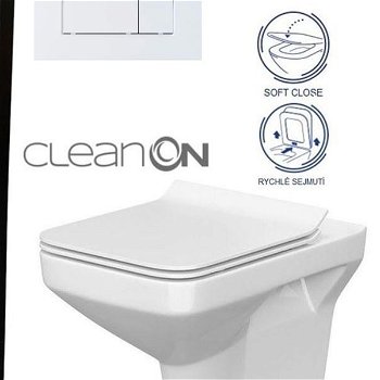 DEANTE Podstavný rám, pre závesné WC misy + SLIM tlačidlo bílé  + WC CERSANIT CLEANON COMO + SEDADLO CST_WC01 A51P CO1