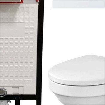 DEANTE Podstavný rám, pre závesné WC misy + SLIM tlačidlo bílé  + WC CERSANIT DELFI + SEDADLO CST_WC01 A51P DE1