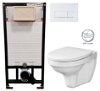 DEANTE Podstavný rám, pre závesné WC misy + SLIM tlačidlo bílé  + WC CERSANIT DELFI + SOFT SEDADLO CST_WC01 A51P DE2