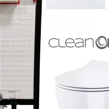 DEANTE Podstavný rám, pre závesné WC misy + SLIM tlačidlo bílé  + WC CERSANIT ZEN CLEANON + SEDADLO CST_WC01 A51P HA1