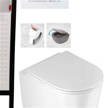 DEANTE Podstavný rám, pre závesné WC misy + SLIM tlačidlo bílé  + WC DEANTE Jasmin so sedadlom RIMLESS CST_WC01 A51P JA1