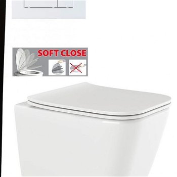 DEANTE Podstavný rám, pre závesné WC misy + SLIM tlačidlo bílé  + WC INVENA PAROS  + SEDADLO CST_WC01 A51P RO1