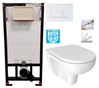 DEANTE Podstavný rám, pre závesné WC misy + SLIM tlačidlo bílé  + WC JIKA LYRA PLUS RIMLESS + SEDADLO duraplastu SLOWCLOSE CST_WC01 A51P LY2