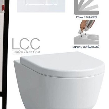 DEANTE Podstavný rám, pre závesné WC misy + SLIM tlačidlo bílé  + WC LAUFEN PRO LCC RIMLESS + SEDADLO CST_WC01 A51P LP2