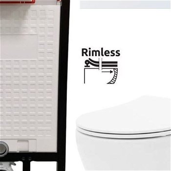DEANTE Podstavný rám, pre závesné WC misy + SLIM tlačidlo bílé  + WC REA Carlo Flat Mini Rimlesss + SEDADLO CST_WC01 A51P CF1