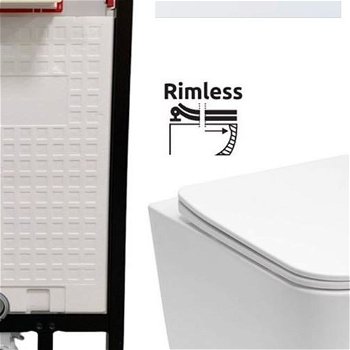 DEANTE Podstavný rám, pre závesné WC misy + SLIM tlačidlo bílé  + WC REA Raul Rimless + SEDADLO CST_WC01 A51P RA1
