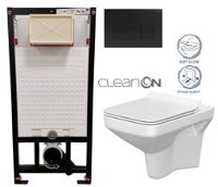DEANTE Podstavný rám, pre závesné WC misy + SLIM tlačidlo černé + WC CERSANIT CLEANON COMO + SEDADLO CST_WC01 N51P CO1