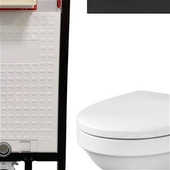 DEANTE Podstavný rám, pre závesné WC misy + SLIM tlačidlo černé + WC CERSANIT DELFI + SOFT SEDADLO CST_WC01 N51P DE2