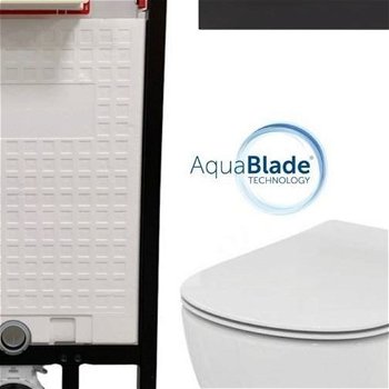 DEANTE Podstavný rám, pre závesné WC misy + SLIM tlačidlo černé + WC Ideal Standard Tesi so sedadlom SoftClose, AquaBlade CST_WC01 N51P TE1