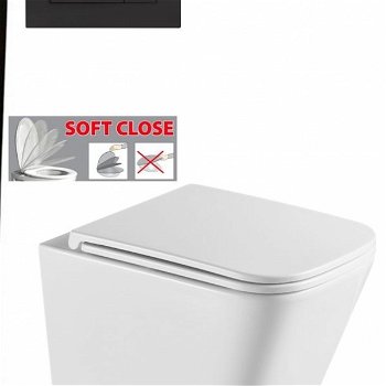 DEANTE Podstavný rám, pre závesné WC misy + SLIM tlačidlo černé + WC INVENA FLORINA WITH SOFT  se sedlem RIMLESS CST_WC01 N51P FL1