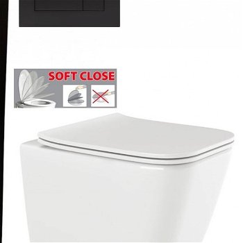 DEANTE Podstavný rám, pre závesné WC misy + SLIM tlačidlo černé + WC INVENA PAROS  + SEDADLO CST_WC01 N51P RO1