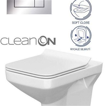 DEANTE Podstavný rám, pre závesné WC misy + SLIM tlačidlo chrom + WC CERSANIT CLEANON COMO + SEDADLO CST_WC01 051P CO1