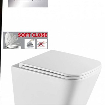 DEANTE Podstavný rám, pre závesné WC misy + SLIM tlačidlo chrom + WC INVENA FLORINA WITH SOFT  se sedlem RIMLESS CST_WC01 051P FL1