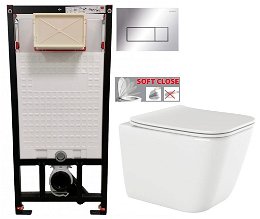 DEANTE Podstavný rám, pre závesné WC misy + SLIM tlačidlo chrom + WC INVENA PAROS  + SEDADLO CST_WC01 051P RO1