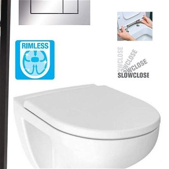 DEANTE Podstavný rám, pre závesné WC misy + SLIM tlačidlo chrom + WC JIKA LYRA PLUS RIMLESS + SEDADLO duraplastu SLOWCLOSE CST_WC01 051P LY2