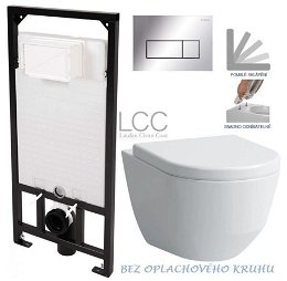 DEANTE Podstavný rám, pre závesné WC misy + SLIM tlačidlo chrom + WC LAUFEN PRO LCC RIMLESS + SEDADLO CST_WC01 051P LP2