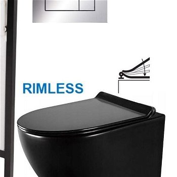 DEANTE Podstavný rám, pre závesné WC misy + SLIM tlačidlo chrom + WC MEXEN LENA ČERNÁ Rimless + SEDADLO CST_WC01 051P ME01