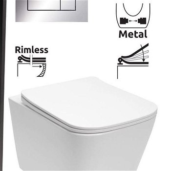 DEANTE Podstavný rám, pre závesné WC misy + SLIM tlačidlo chrom + WC REA Raul Rimless + SEDADLO CST_WC01 051P RA1
